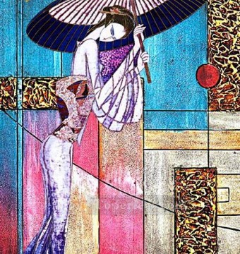 Arte original de Toperfect Painting - niña china caminando original decorada